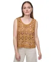 Dkny Jeans Petite Scoop-neck Sleeveless Crochet Top