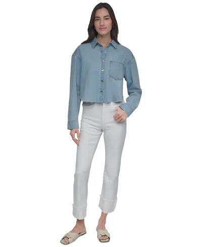 Dkny Jeans Women's Cropped Chambray Shirt In Kyj - Stratford