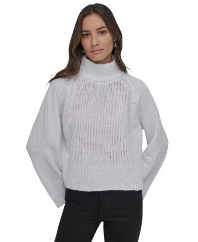 Dkny Jeans Women's Cropped Mock Neck Chenille Sweater In Ivy - Ivory