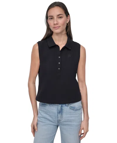 Dkny Jeans Women's Cropped Sleeveless Polo Shirt