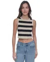 Dkny Jeans Women's Cropped Sleeveless Sweater In G03 - Lt Cty Khk,blk
