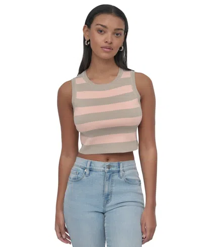 Dkny Jeans Women's Cropped Sleeveless Sweater In Kw8 - Pbl,trpcl Peach
