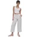 Dkny Jeans Women's Cropped Wide-leg Linen Pants In Kzg - Sm Strp Pwd Bl,ivo