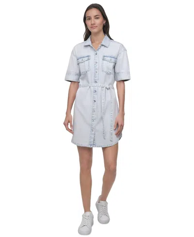 Dkny Jeans Women's Denim Self Belted Shirtdress In Multi
