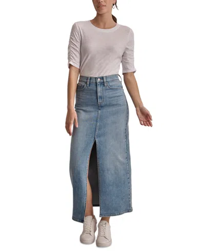 Dkny Jeans Women's Denim Slit-front Maxi Skirt In Skyline