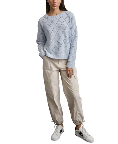 Dkny Jeans Women's Diamond-shaped Pointelle Sweater In Frost Blue