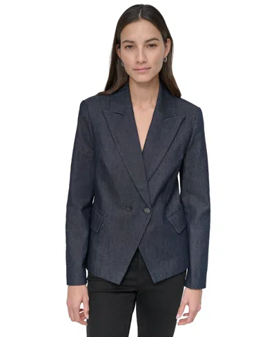 Dkny Jeans Women's Double-breasted Denim Blazer In Ddn - Dark Wash