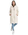 Dkny Jeans Women's Down Quilted Hooded Puffer Coat In Eggnog