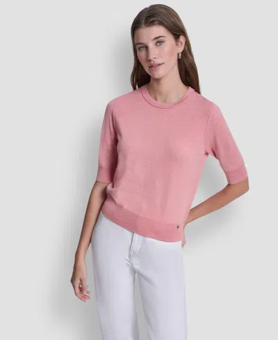 Dkny Jeans Women's Elbow-sleeve Crew Neck Sweater In Pink