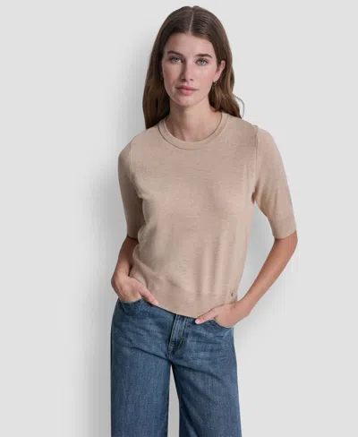 Dkny Jeans Women's Elbow-sleeve Crew Neck Sweater In Brown