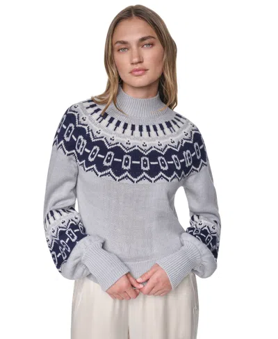 Dkny Jeans Women's Fair Isle Mock Neck Sweater In Animal Print