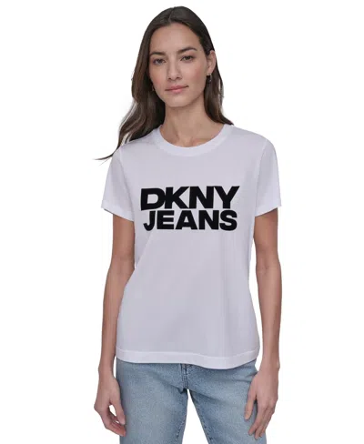 Dkny Jeans Women's Flocked Logo Crewneck T-shirt
