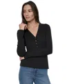 DKNY JEANS WOMEN'S GATHERED-SHOULDER V-NECK TOP