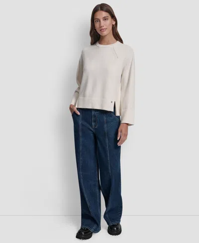 Dkny Jeans Women's High Low Hem Sweater In Yellow