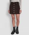 Dkny Jeans Women's High Rise Button Front Mini Skirt In Brown