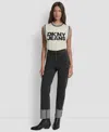 Dkny Jeans Women's High-rise Classic Cuffed Straight-leg Jeans In Black