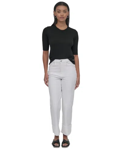 Dkny Jeans Women's High-rise Classic Straight-leg Jeans In White