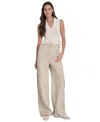 Dkny Jeans Women's Stretch Satin Cargo Wide-leg Pants In Neutral