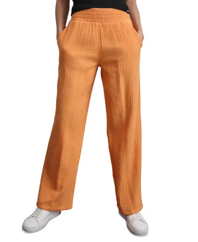 Dkny Jeans Women's High-rise Gauze Straight-leg Pants In Orange Blossom