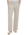 Dkny Jeans Petite Cotton High-rise Smocked-waist Pants In Pbl - Pebble