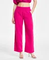 Dkny Jeans Womens One Shoulder Cropped Top High Rise Gauze Straight Leg Pants In Raspbrry Cocktail