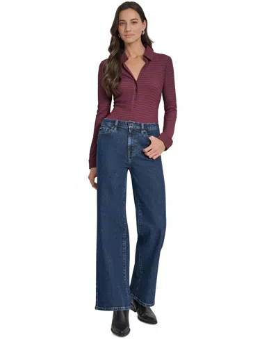 DKNY JEANS WOMEN'S HIGH RISE MODERN WIDE LEG JEANS
