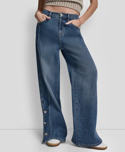 Dkny Jeans Women's High-rise Modern Wide Leg Jeans In Blue