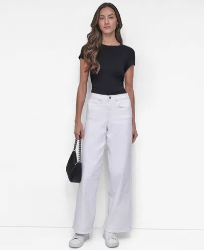 Dkny Jeans Women's High Rise Modern Wide Leg Jeans In White