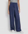 Dkny Jeans Women's High-rise Pleated Wide Leg Trousers In Blue