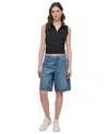 Dkny Jeans High Waist Utility Denim Shorts In Blue