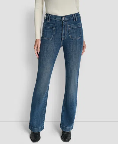 Dkny Jeans Women's High-rise Relaxed Flare Jeans In Blue