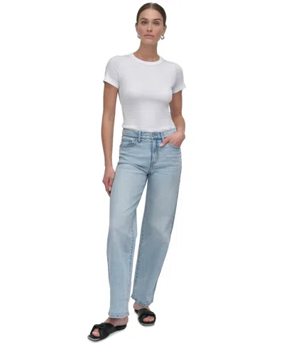 Dkny Jeans Women's High-rise Tailored Wide-leg Jeans In Doyers (light Wash)