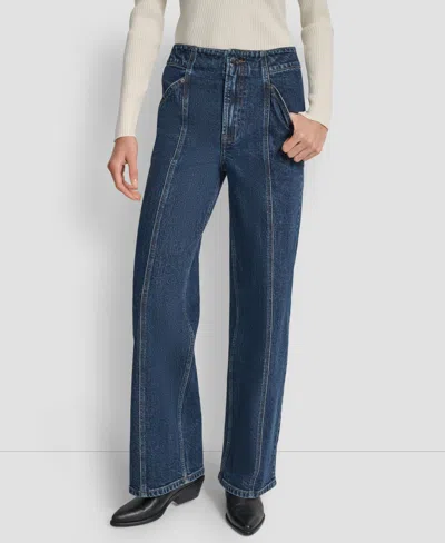 Dkny Jeans Women's High Rise Wide Leg Cargo Jeans In Blue