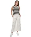 Dkny Jeans Women's High Rise Wide-leg Cropped Utility Jeans
