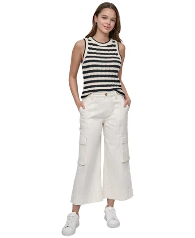Dkny Jeans Women's High Rise Wide-leg Cropped Utility Jeans