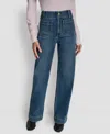 Dkny Jeans Women's High-rise Wide Leg Jeans In Blue