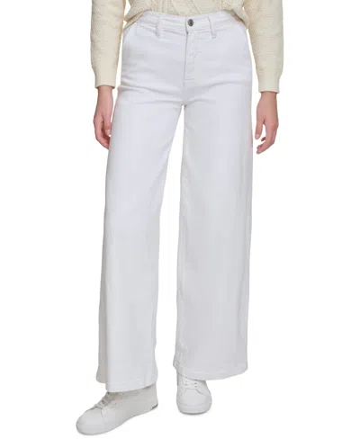 Dkny Jeans Women's High-rise Wide-leg Trouser Jeans In Opt - Optic White