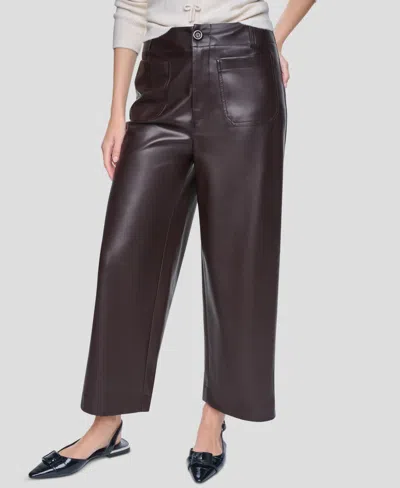 Dkny Jeans Women's High-rise Cropped Wide-leg Pants In Brown