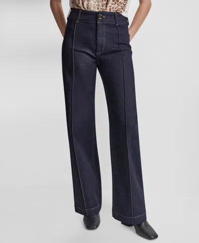 Dkny Jeans Women's High-rise Pin Tuck Wide Leg Jeans In Blue