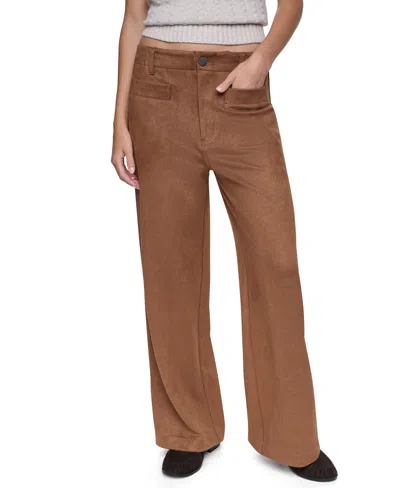 Dkny Jeans Women's High-rise Wide-leg Cropped Pants In Brown