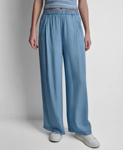 Dkny Jeans Women's High-rise Wide-leg Pants In Blue