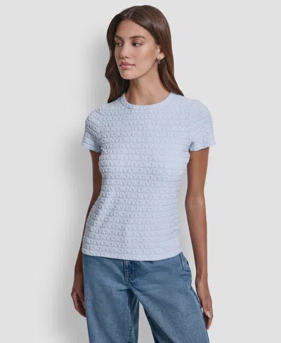 Dkny Jeans Women's Jacquard Logo Crewneck T-shirt In Blue