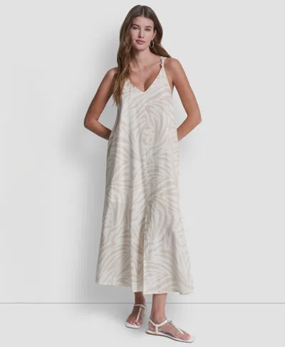 Dkny Jeans Women's Knotted Strap V-neck A-line Dress In Multi