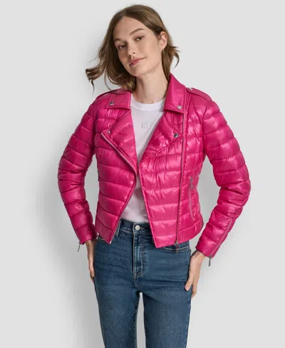 Dkny Jeans Women's Lightweight Zip-front Puffer Jacket In Pink