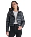 Dkny Jeans Women's Lightweight Zip-front Puffer Jacket In Metlc Blk