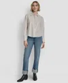 Dkny Jeans Women's Logo Embroidery And Sequin Button-front Shirt In Neutral