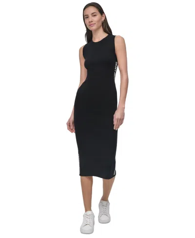 Dkny Jeans Women's Logo Ribbed Midi Sweater Dress In Multi