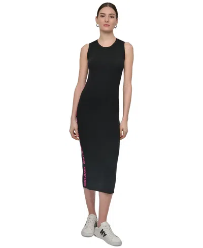 Dkny Jeans Women's Logo Ribbed Midi Sweater Dress