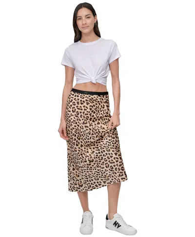 Dkny Jeans Women's Logo-waistband Midi Slip Skirt