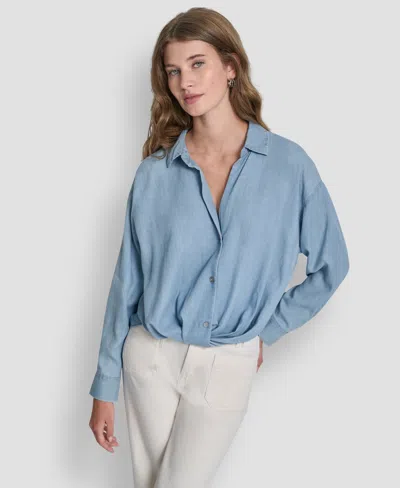 Dkny Jeans Women's Long-sleeve Button Front Shirt In Blue